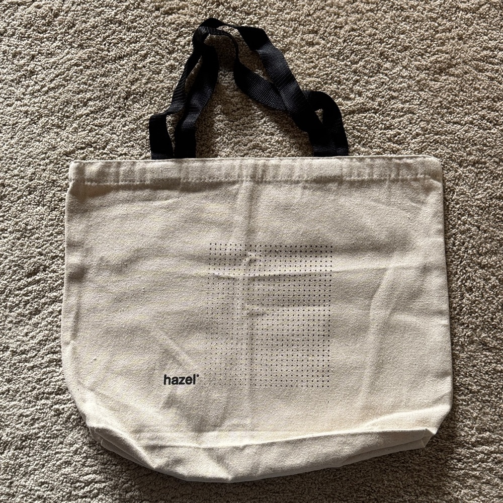 Hazel Cream Canvas Tote with Black Straps